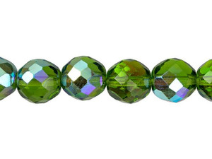 Czech Glass 12mm Olivine AB Fire-Polish Bead Strand by Starman Czech Glass 12mm Olivine AB Fire-Polish Bead Strand by Starman