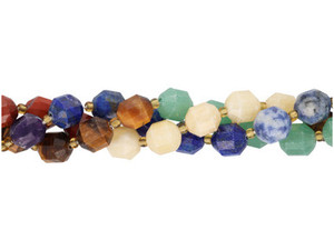 10mm Lantern Faceted Energy Tube Chakra Mix, Gemstone Beads (strand) 10mm Lantern Faceted Energy Tube Chakra Mix, Gemstone Beads (strand)