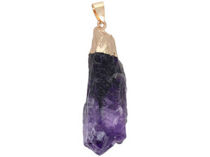 Amethyst Gold Plated Irregular Gemstone Pendant (Each) Amethyst Gold Plated Irregular Gemstone Pendant (Each)