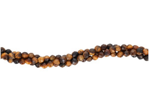 Tiger Eye Gemstone Beads, Faceted Round, 4mm (strand) Tiger Eye Gemstone Beads, Faceted Round, 4mm (strand)