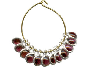 Garnet/ Sterling Silver Charm, Round Cabochon (12 Pieces) Garnet/ Sterling Silver Charm, Round Cabochon (12 Pieces)