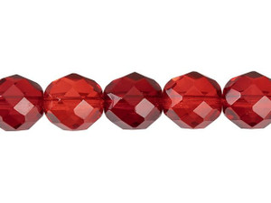 Czech Glass 12mm Siam Ruby Fire-Polish Bead Strand by Starman Czech Glass 12mm Siam Ruby Fire-Polish Bead Strand by Starman