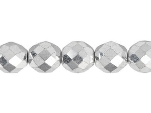 Czech Glass 12mm Silver Fire-Polish Bead Strand by Starman Czech Glass 12mm Silver Fire-Polish Bead Strand by Starman