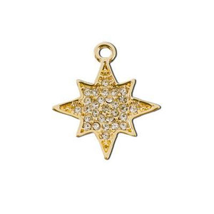 19mm Gold Plated with Clear Crystals Starburst Charm 19mm Gold Plated with Clear Crystals Starburst Charm