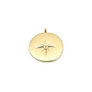 20.5mm Gold Plated Stainless Steel Round Starburst Charm 20.5mm Gold Plated Stainless Steel Round Starburst Charm