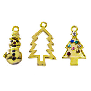 Festive Holiday Charm 3 piece Set in Gold Plating Festive Holiday Charm 3 piece Set in Gold Plating