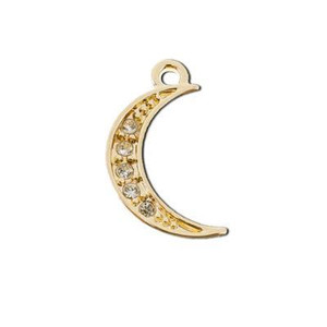 18mm Gold Plated with Clear Crystals Moon Charm 18mm Gold Plated with Clear Crystals Moon Charm