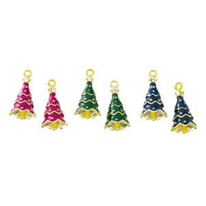 Enamel Holiday Tree Charm 6 Piece Set in Gold Plating Enamel Holiday Tree Charm 6 Piece Set in Gold Plating