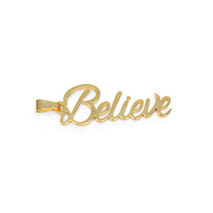 38x12mm Believe Charm with Bail - Gold Plated 38x12mm Believe Charm with Bail - Gold Plated