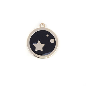 22mm Gold Plated Star Charm with Black Enamel 22mm Gold Plated Star Charm with Black Enamel