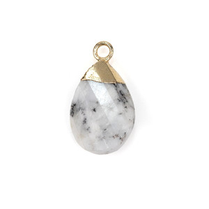 16mm Twisted Pear Shape Gold Electroplated Charm/Pendant - Dendrite Opal 16mm Twisted Pear Shape Gold Electroplated Charm/Pendant - Dendrite Opal