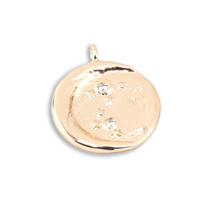 16mm Moon with Crystals Gold Plated Brass Charm/Pendant 16mm Moon with Crystals Gold Plated Brass Charm/Pendant