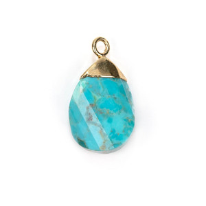 16mm Twisted Pear Shape Gold Electroplated Charm/Pendant - Turquoise 16mm Twisted Pear Shape Gold Electroplated Charm/Pendant - Turquoise
