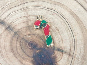 Candy Cane Alloy Enamel Charm - 20mm