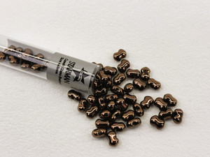 Czech Glass Butterfly Bead, One-Hole, 4x6mm, Tube 2.5" : Dk Bronze