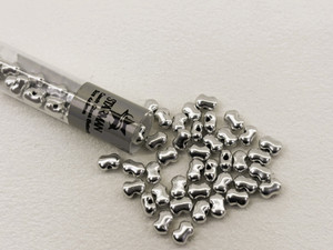 Czech Glass Butterfly Bead, One-Hole, 4x6mm, Tube 2.5" : Matte - Metallic Silver