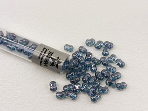 Czech Glass Butterfly Bead, One-Hole, 4x6mm, Tube 2.5" : Luster - Transparent Blue