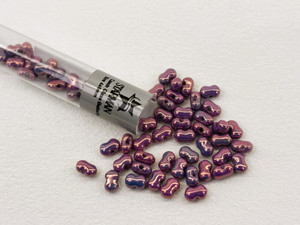 Czech Glass Butterfly Bead, One-Hole, 4x6mm, Tube 2.5" : Luster - Metallic Amethyst Chalk