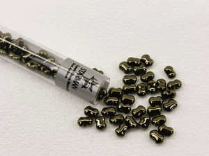 Czech Glass Butterfly Bead, One-Hole, 4x6mm, Tube 2.5" : Metallic Olivine