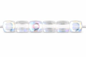 Czech Cubes - 4mm : Crystal AB (100pc Strand) by Starman