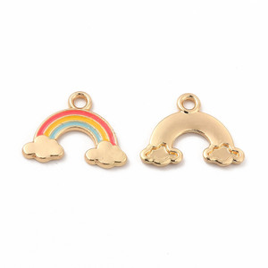 Gold Enamel Rainbow Charm, Colorful, 15mm
