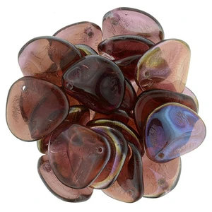 Czech Glass 14 x 13mm Twilight - Siam Ruby Rose Petal Bead Strand (25pcs)