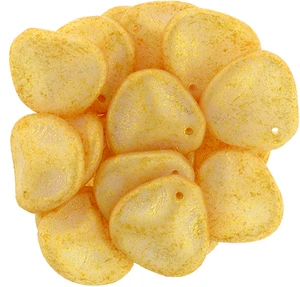 Czech Glass 14 x 13mm Honey Shimmer Milky White Rose Petal Bead Strand (25pcs)