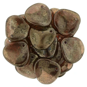 Czech Glass 14 x 13mm Mauve - Moon Dust Rose Petal Bead Strand (25pcs)