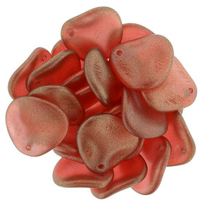 Czech Glass 14 x 13mm Halo - Cardinal Rose Petal Bead Strand (25pcs)