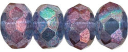 Gem-Cut Rondelle 9 x 6mm : Luster - Transparent Denim Blue Gem-Cut Rondelle 9 x 6mm : Luster - Transparent Denim Blue