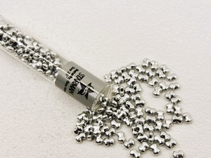 Czech Glass Butterfly Bead, One Hole, 3 x 4 mm Tube 2.5" : Matte - Metallic Silver