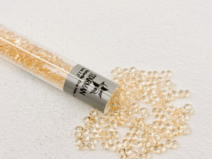 Czech Glass Butterfly Bead, One Hole, 3 x 4 mm Tube 2.5" : Luster - Transparent Champagne