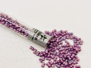 Czech Glass Butterfly Bead, One Hole, 3 x 4 mm Tube 2.5" : Luster - Metallic Amethyst Chalk