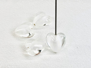 Lampwork White Satin Hearts - 17mm