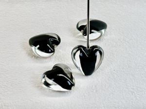 Lampwork Black Satin Heart - 17mm