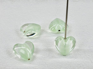 Lampwork Peridot Satin Heart - 17mm