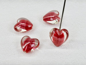 Lampwork Dark Pearl Pink Satin Heart - 17mm