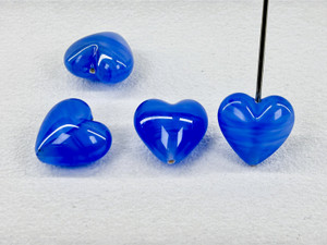 Lampwork Satin Swirl Sapphire Heart - 18mm