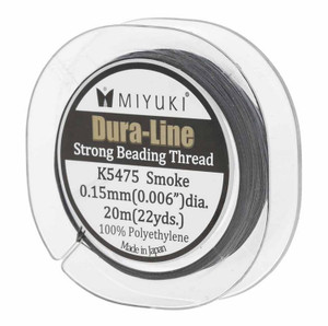 Miyuki Dura-Line 0.15mm Strong Beading Thread, Smoke Grey (20 meter spool)