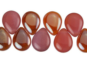 Czech Glass 16mm Milky Pink Celsian Pear-Shaped Drop Bead Strand by Starman Czech Glass 16mm Milky Pink Celsian Pear-Shaped Drop Bead Strand by Starman