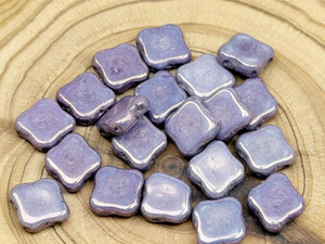 Czech Glass Quatrefoil 3-Hole 8mm Tile Luster - Opaque Amethyst