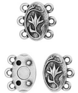 TierraCast Antique Silver Floral Magnetic Clasp 14.5x14.6mm