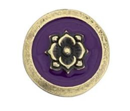 TierraCast Antique Bronze Round Blossom Button with Purple Enamel 14.3mm