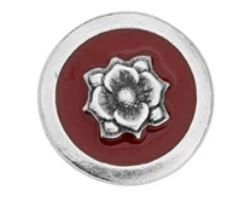 TierraCast Antique Silver Round Blossom Button with Cherry Red Enamel 14.3mm