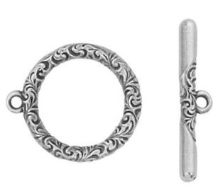 TierraCast Antique Silver Scroll Toggle Clasp Set 27.8x26.2mm