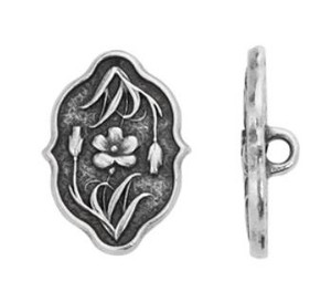 TierraCast Antique Silver Floral Button 18.5x12.9mm