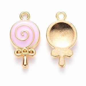 Light Gold Enamel Pastel Pink Lollipop