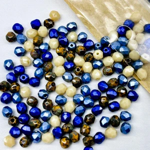 Artbeads Designer Denim & Cream 4mm Fire-Polish blend
