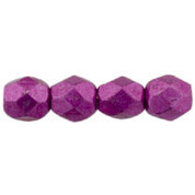 Czech Fire-Polish Bead 4mm ColorTrends Sueded Gold Fuchsia Red (50pc Strand) by Starman