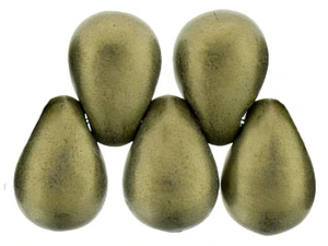 Czech Tear Drops 6 x 4mm : Metallic Suede - Gold (100pc Strand) by Starman